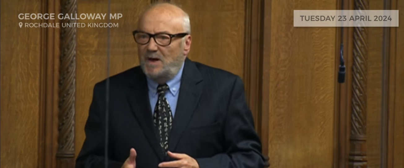 Galloway Goes "Glazers Out" on the floor of Parliament